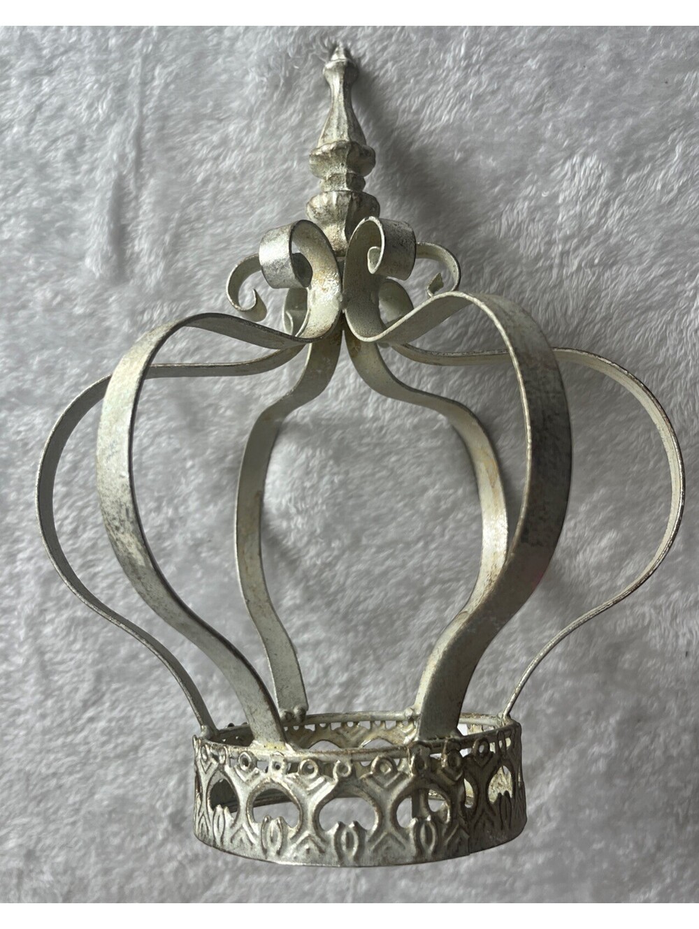 ELEGANT VINTAGE Shabby Chic Distressed Metal Imperial Crown Decorative Piece